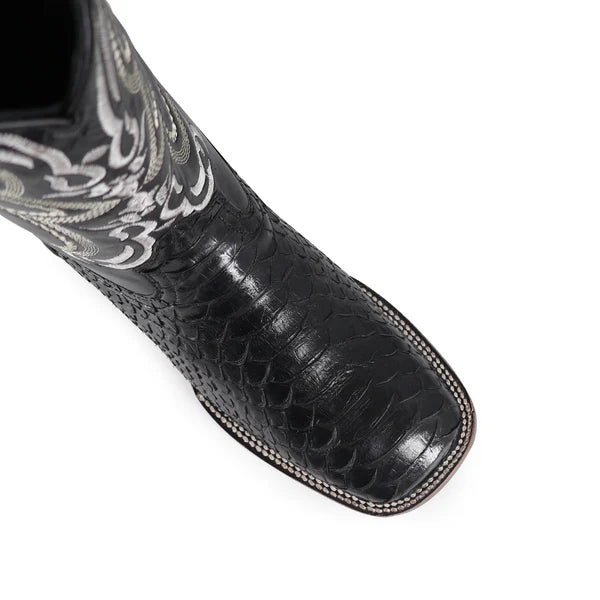 Bota Vaquera Bulldog Pitón Negro