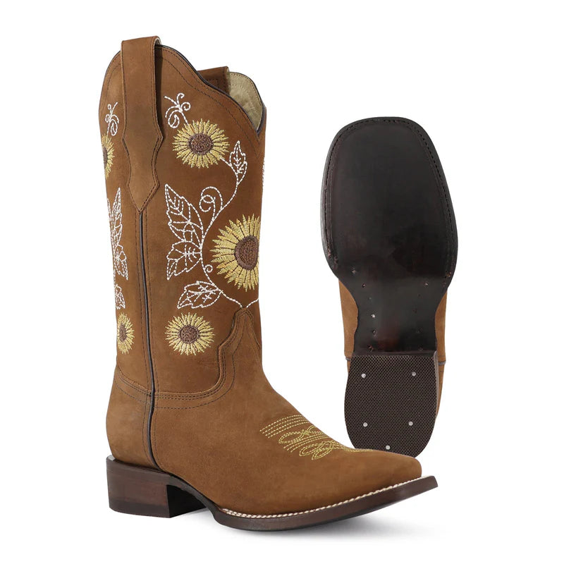 Bota vaquera para dama de piel modelo Luciana