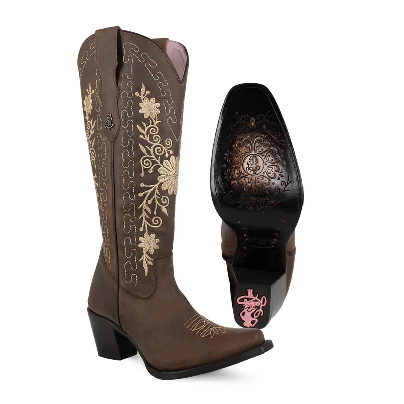 Bota vaquera para dama de piel modelo Gerbera