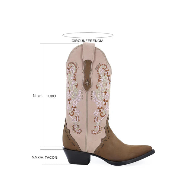 Bota vaquera para dama de piel modelo Catania