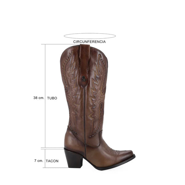 Bota vaquera para dama de piel modelo Liberty alta Curvy