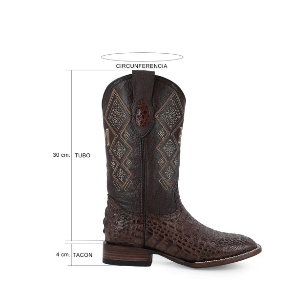 Bota Vaquera Bulldog Cocodrilo Lomo Cafe