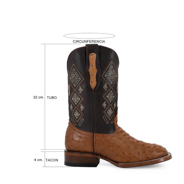 Bota Vaquera Bulldog Avestruz Coñac