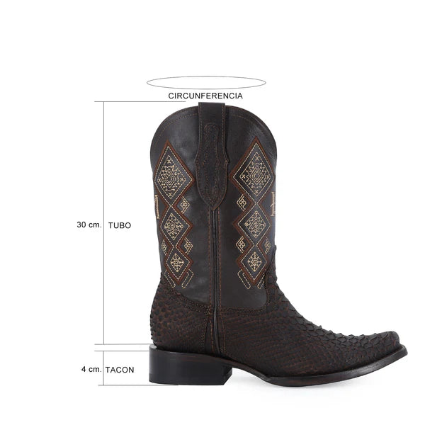 Bota Vaquera Dubái Pitón Nobuck Cafe