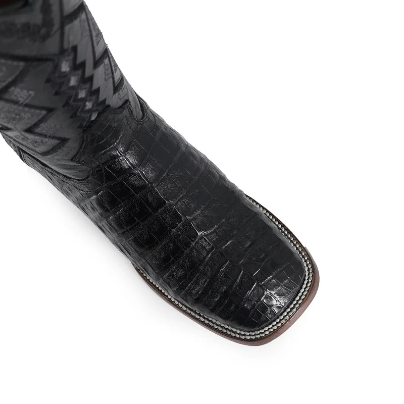 Bota Vaquera Bulldog Cocodrilo Panza Negro