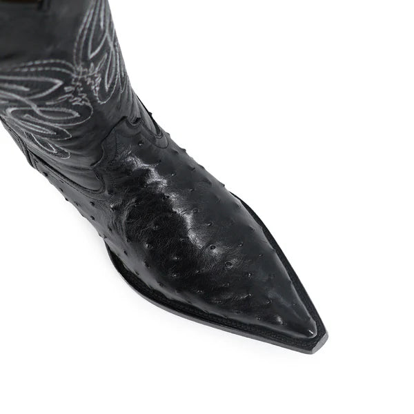Bota Vaquera Chihuahua Avestruz Negro