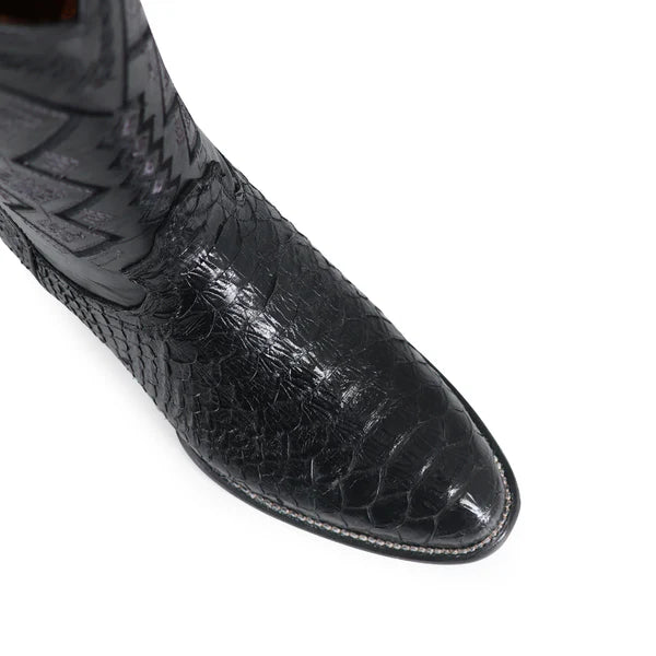 Bota Vaquera Oval Pitón Negro