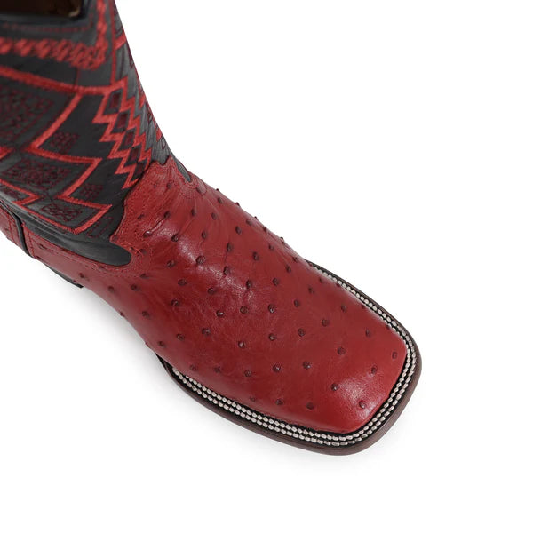 Bota Vaquera Bulldog Avestruz Rojo