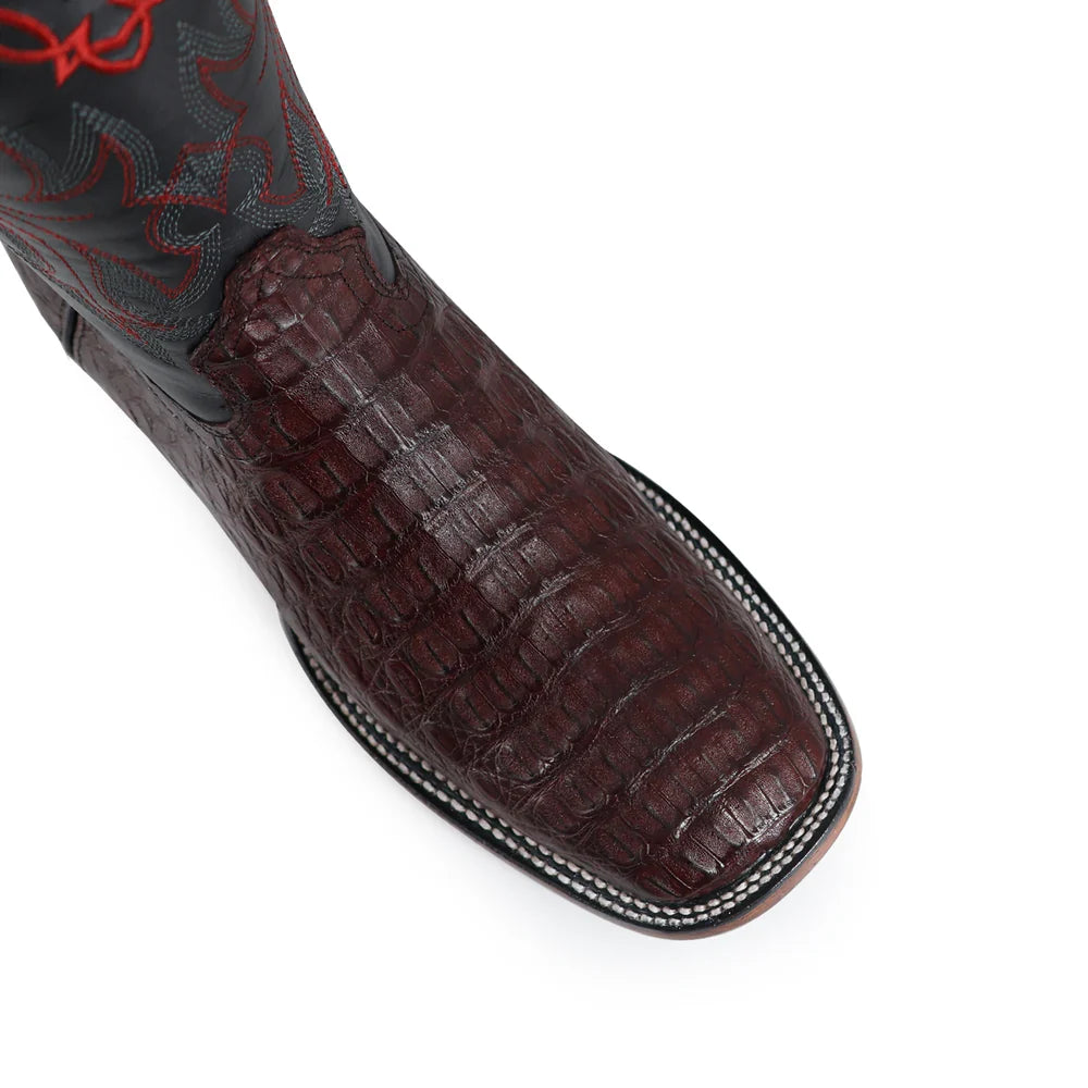 Bota Vaquera Bulldog Cocodrilo Lomo Vino