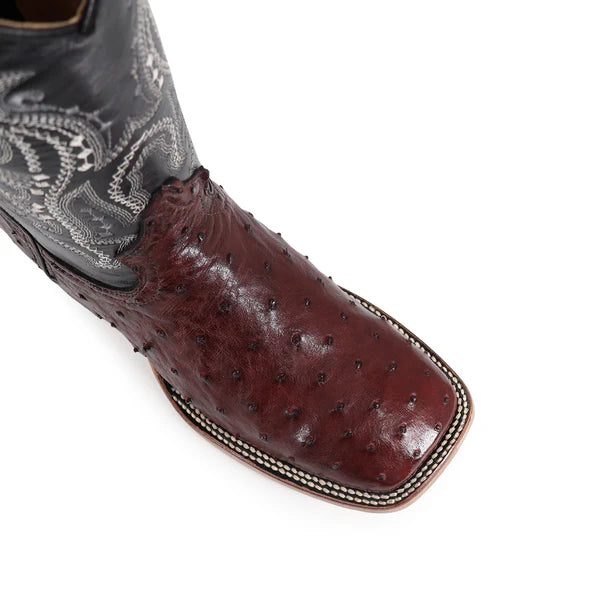 Bota Vaquera Bulldog Avestruz Vino