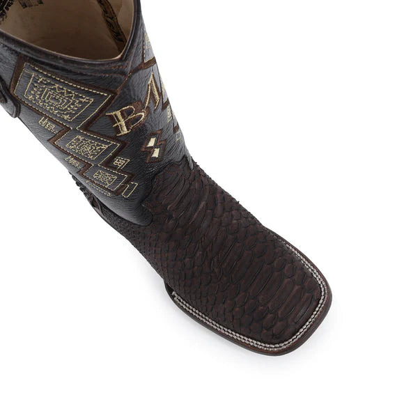 Bota Vaquera Bulldog Pitón Nobuck Cafe