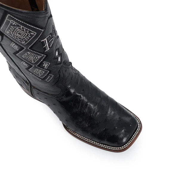 Bota Vaquera Bulldog Avestruz Negro
