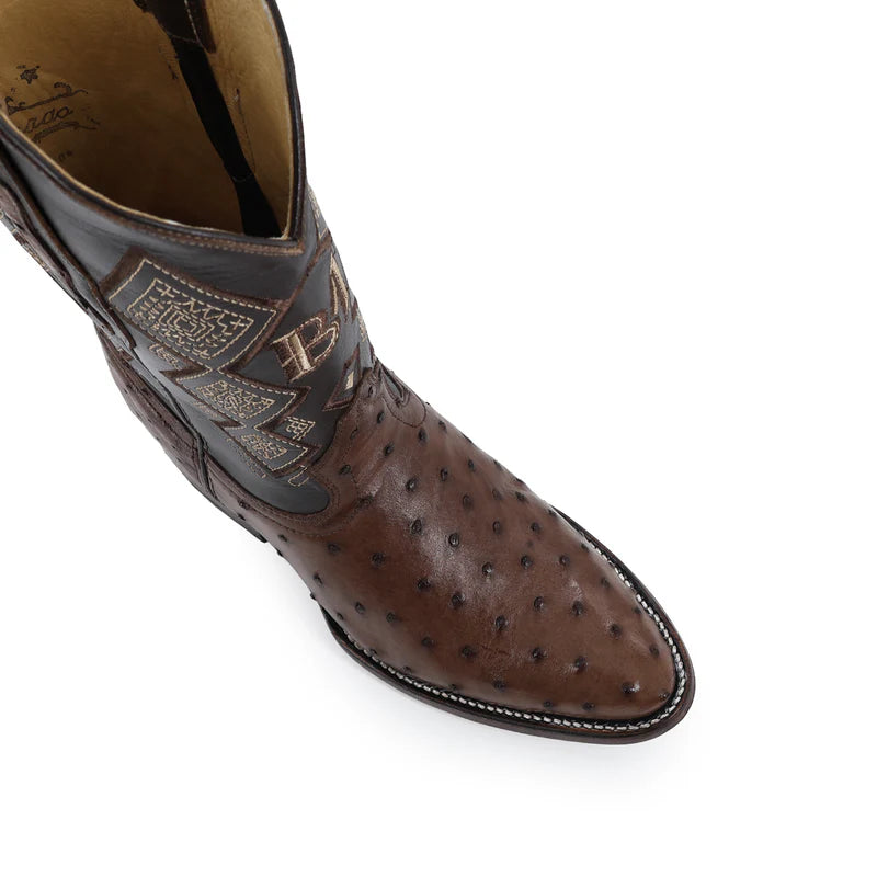 Bota Vaquera Oval Avestruz Cafe