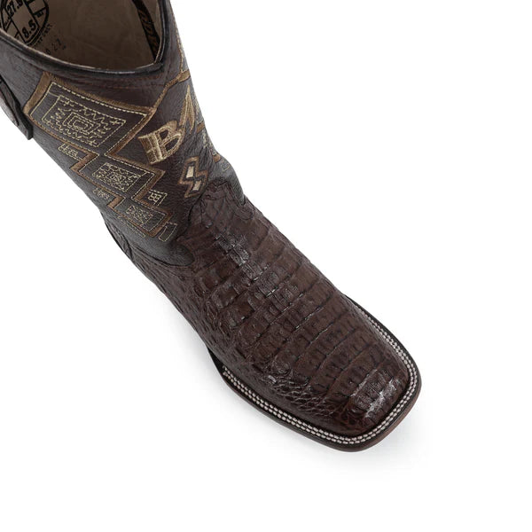 Bota Vaquera Bulldog Cocodrilo Lomo Cafe