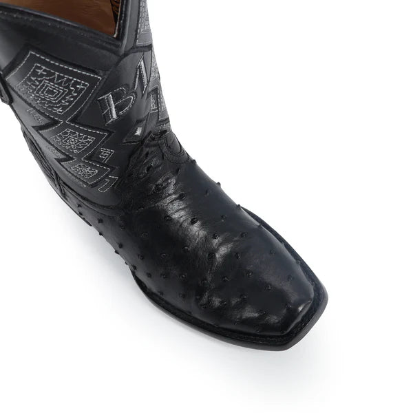 Bota Vaquera Dubai Avestruz Negro