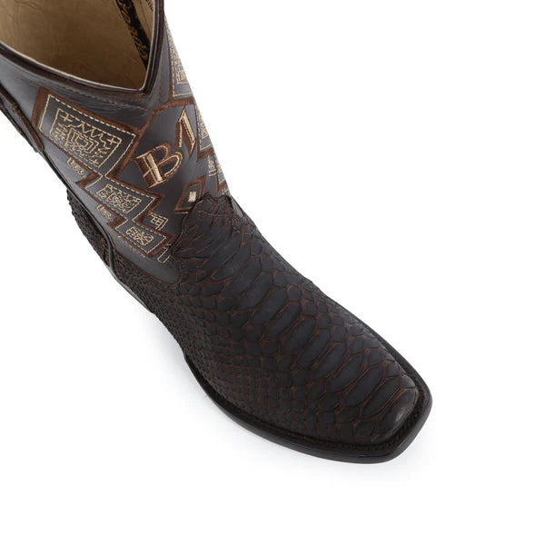 Bota Vaquera Dubái Pitón Nobuck Cafe