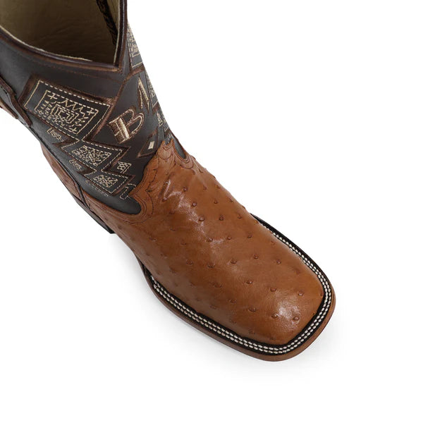 Bota Vaquera Bulldog Avestruz Coñac