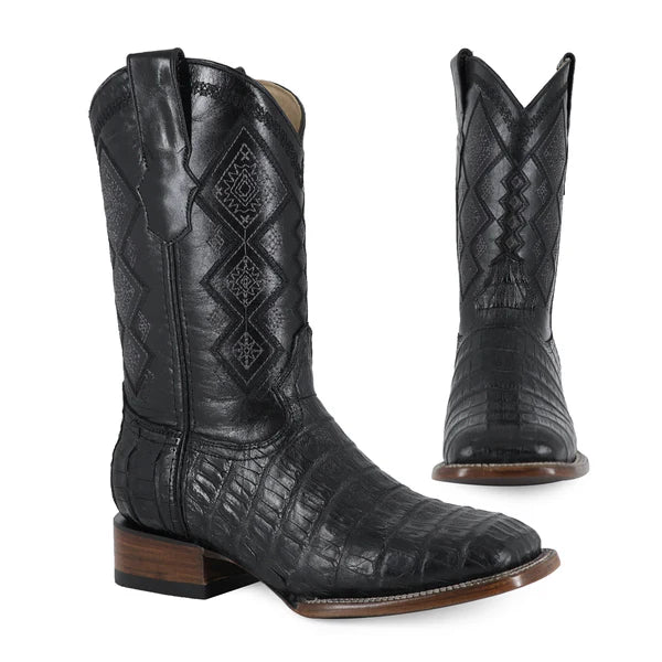 Bota Vaquera Bulldog Cocodrilo Cola Belly Negro