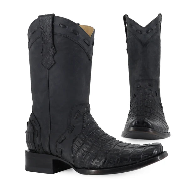 Bota Vaquera Franco Cocodrilo-Cola Negro