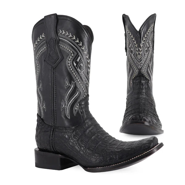 Bota Vaquera Dubai Cocodrilo Lomo Negro