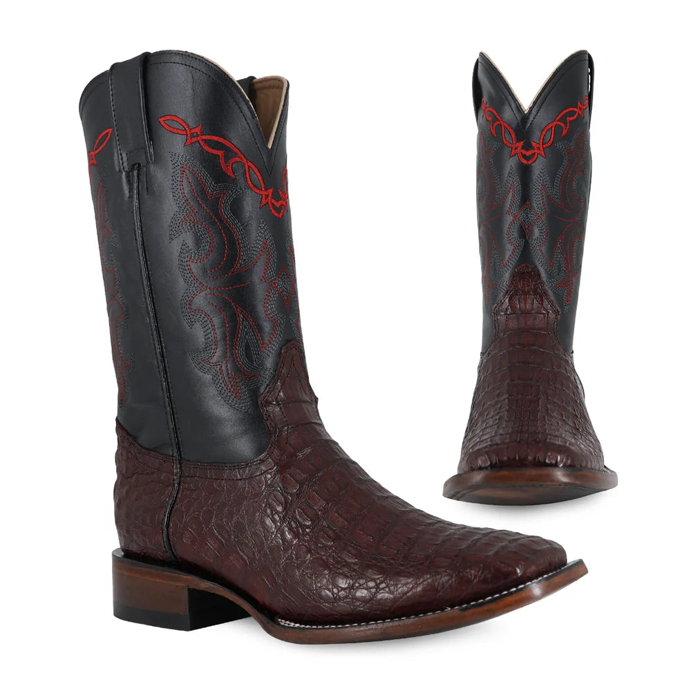 Bota Vaquera Bulldog Cocodrilo Lomo Vino