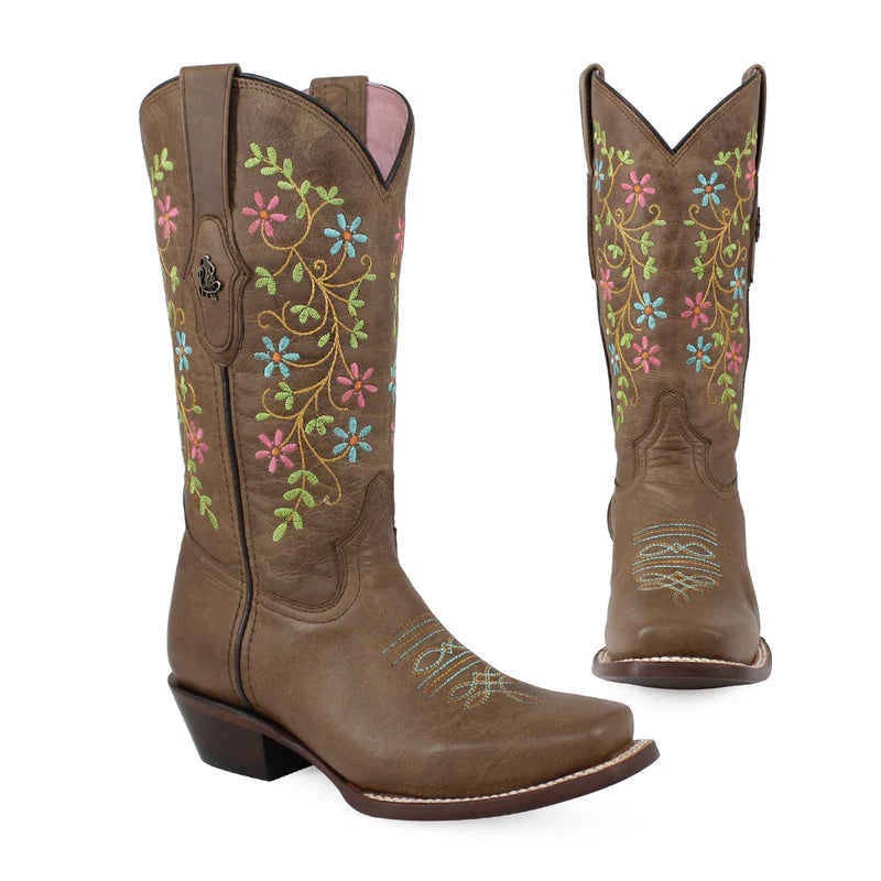 Bota vaquera para dama de piel modelo Risueña