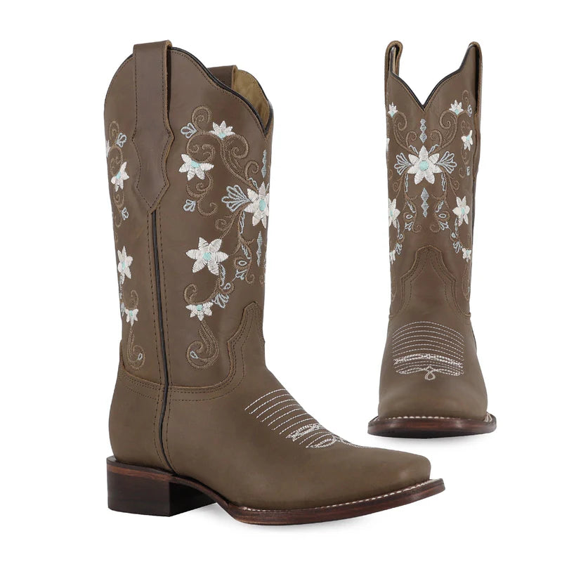 Bota vaquera para dama de piel modelo Cristal