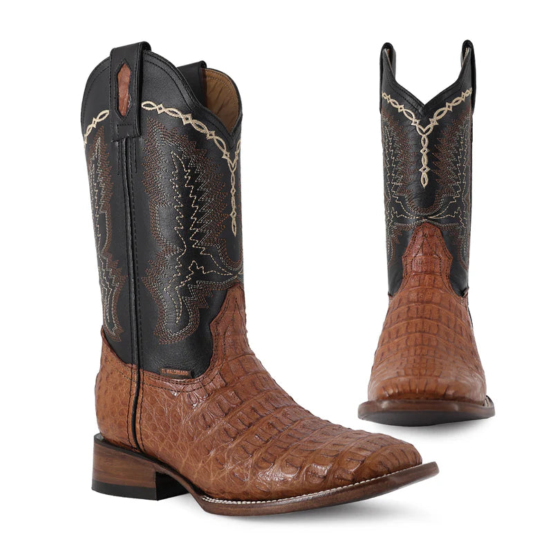 Bota Vaquera Bulldog Cocodrilo Lomo Coñac