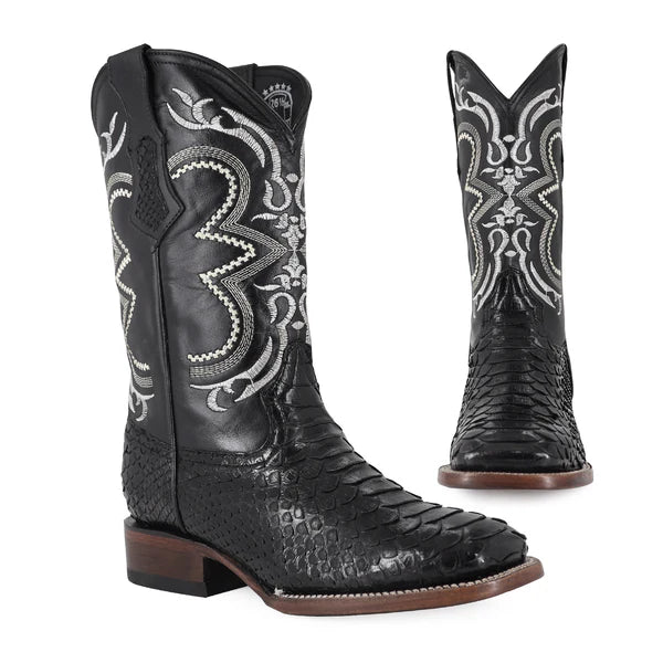 Bota Vaquera Bulldog Pitón Negro