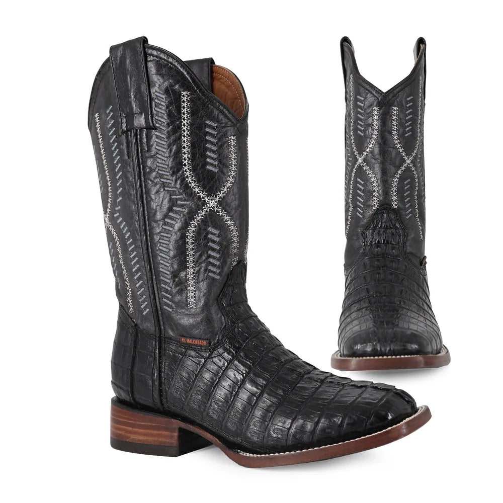 Bota Vaquera Bulldog Cocodrilo Cola Negro