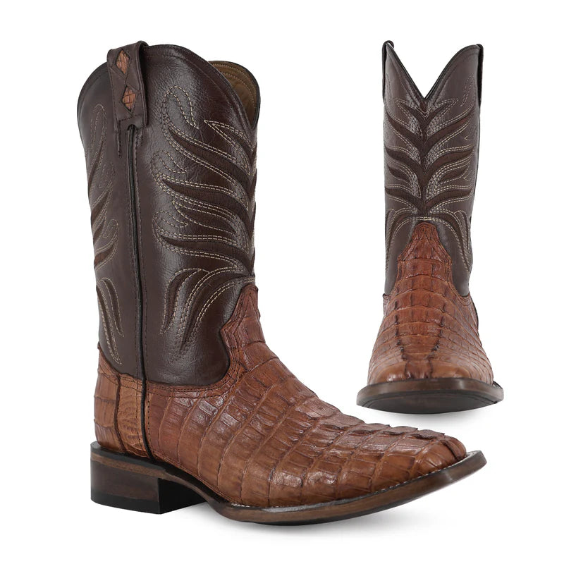 Bota Vaquera Bulldog Cocodrilo Cola Coñac