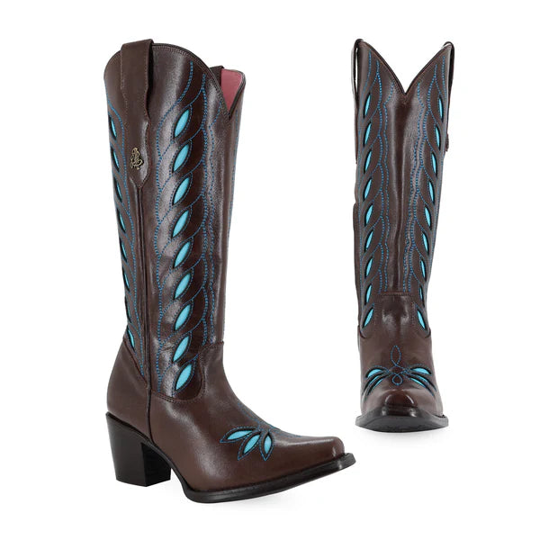 Bota vaquera para dama de piel modelo Maya