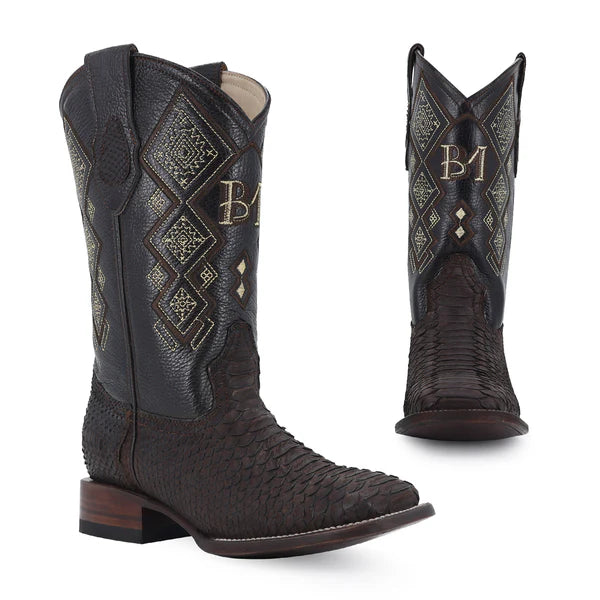 Bota Vaquera Bulldog Pitón Nobuck Cafe