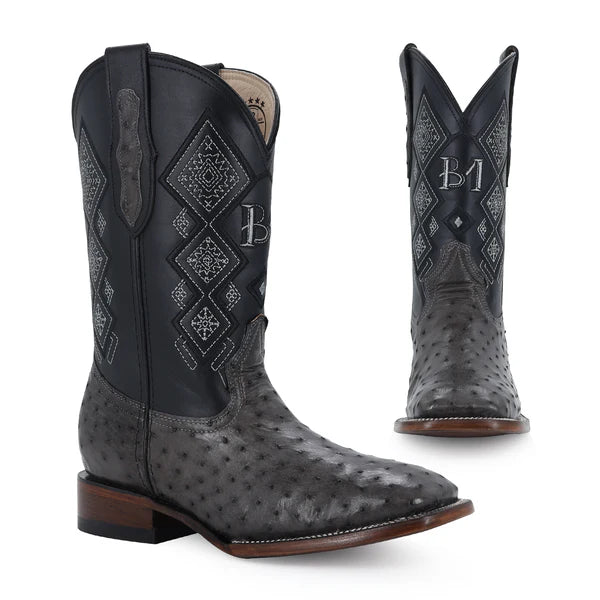 Bota Vaquera Bulldog Avestruz Gris