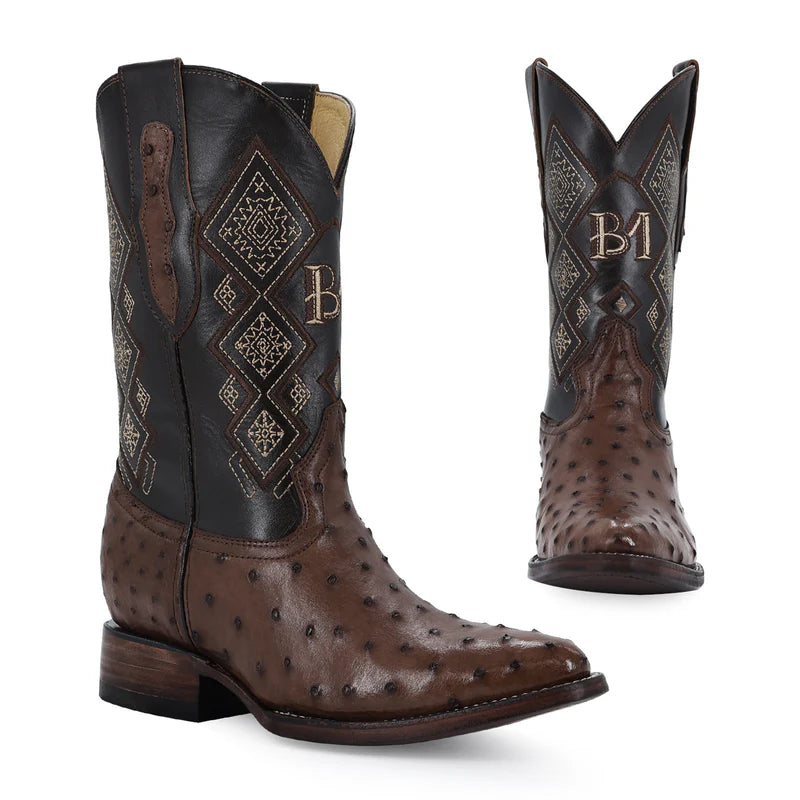 Bota Vaquera Oval Avestruz Cafe