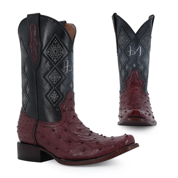 Bota Vaquera Dubai Avestruz Vino