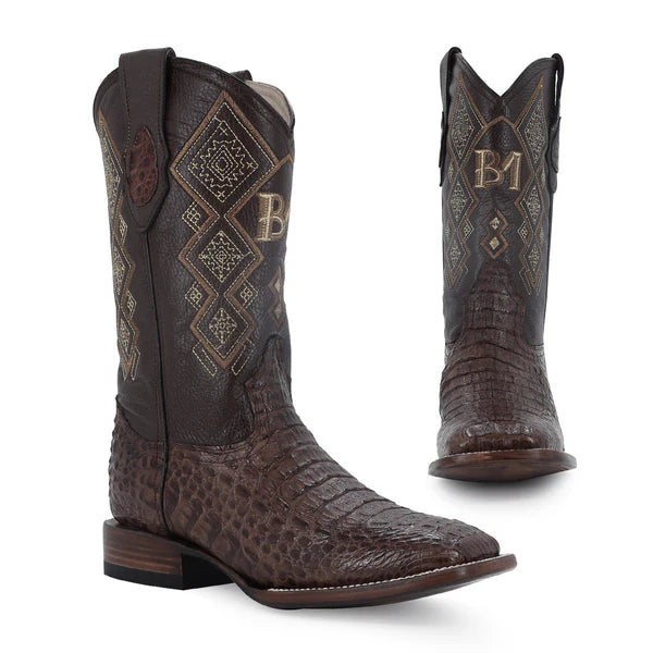 Bota Vaquera Bulldog Cocodrilo Lomo Cafe