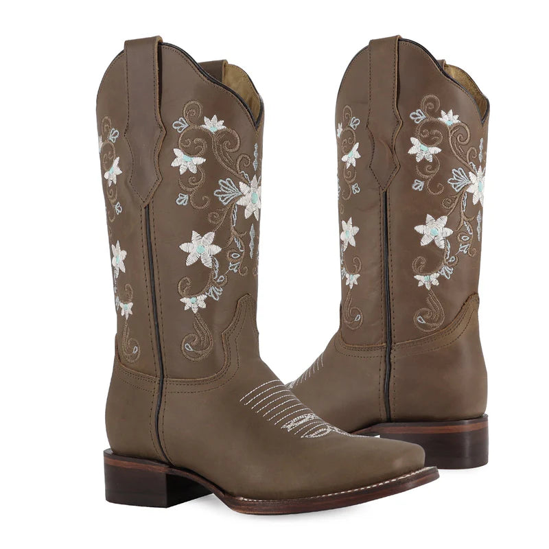 Bota vaquera para dama de piel modelo Cristal