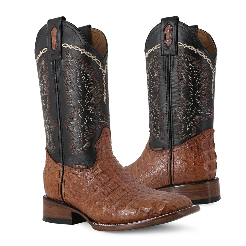 Bota Vaquera Bulldog Cocodrilo Lomo Coñac