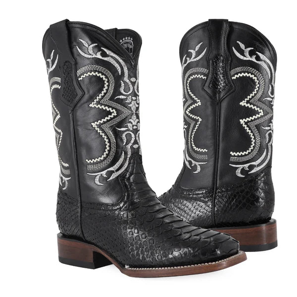 Bota Vaquera Bulldog Pitón Negro