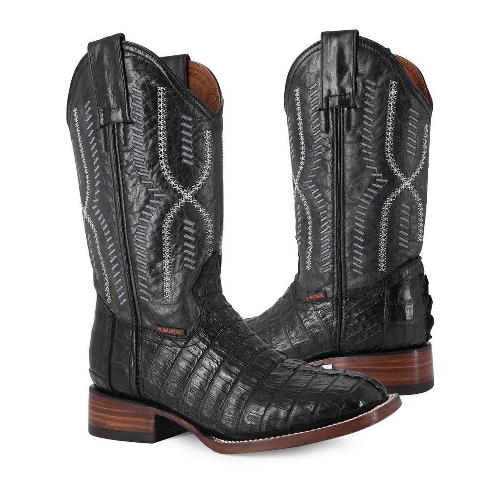 Bota Vaquera Bulldog Cocodrilo Cola Negro