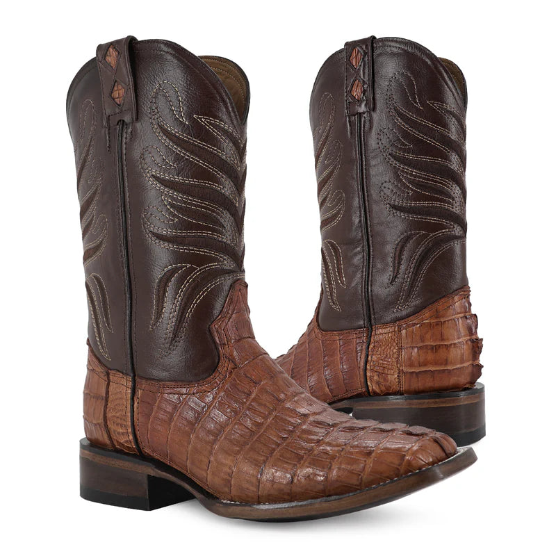 Bota Vaquera Bulldog Cocodrilo Cola Coñac