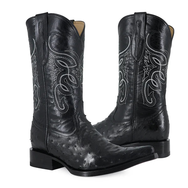 Bota Vaquera Chihuahua Avestruz Negro