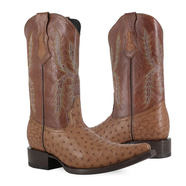 Bota Vaquera Chihuahua Avestruz Coñac