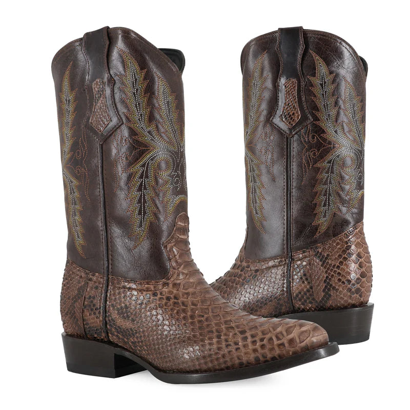 Bota Vaquera Oval Pitón Cafe