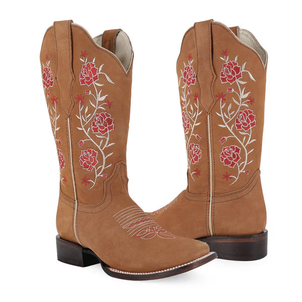 Bota vaquera para dama de piel modelo Rosalia