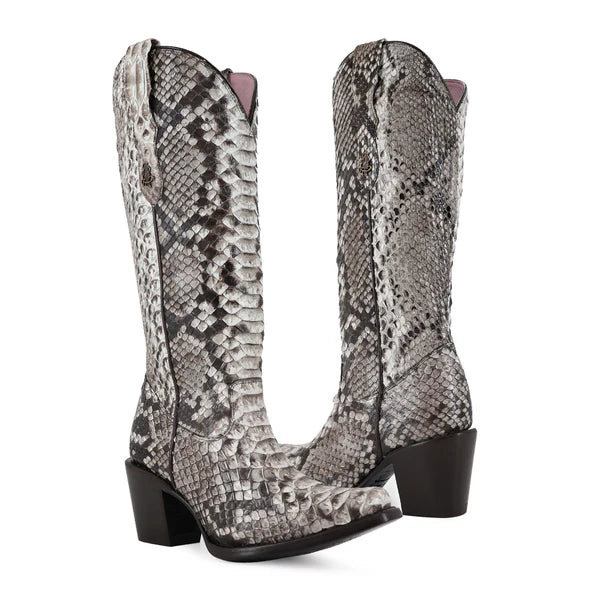 Bota vaquera para dama de piel piton natural modelo Bandida