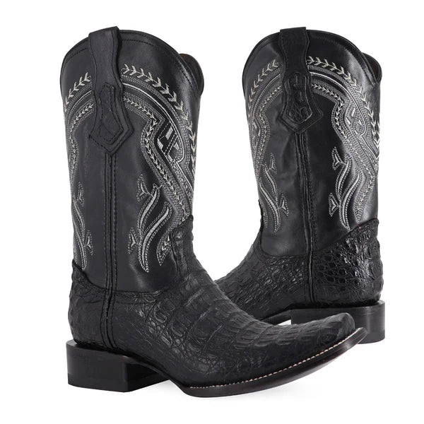 Bota Vaquera Dubai Cocodrilo Lomo Negro