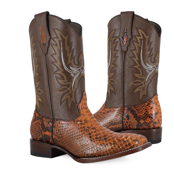 Bota Vaquera Bulldog Pitón Coñac