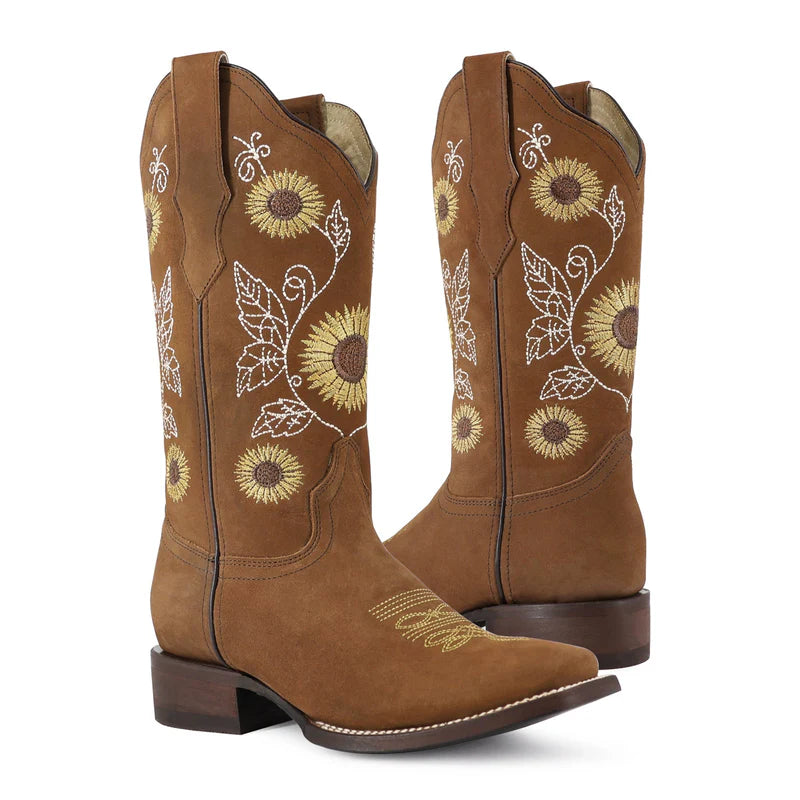 Bota vaquera para dama de piel modelo Luciana